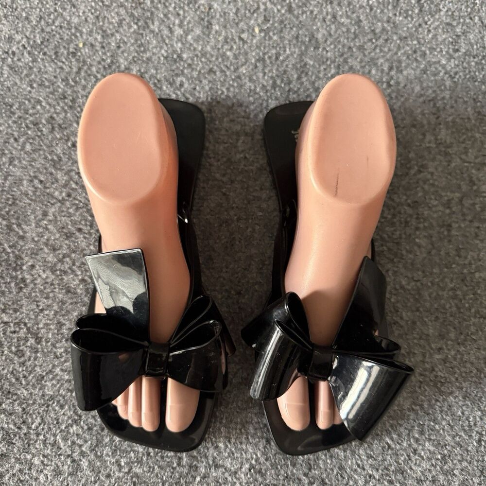 Jeffrey Campbell Sugary Jelly Bow Flip Flop Sandals Women’s 40 US 9 Thong Black